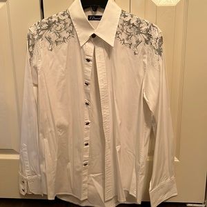 7 Diamonds White with Gray Detail Shirt